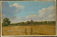 Schloss Emming, between Windach and Geltendorf, Seen from the East, Wilhelm von Kobell  German, Oil and graphite on paper, laid down on canvas
