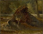 Study of the Roots of a Fallen Tree, François-Edme Ricois  French, Oil on paper, laid down on illustration board