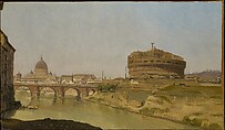 Rome with St. Peter's and Castel Sant'Angelo, Gustaf Söderberg  Swedish, Oil on two sheets of paper, laid down on Masonite