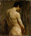 Male Academy Figure: Half-Length, Side View, Eugène Delacroix French, Oil on paper laid down on panel (formerly canvas)