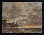 Sunset at Etretat, Eugène Boudin  French, Oil on paper, laid down on cardboard
