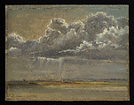 Clouds Heavy with Rain above Flyvesandsbakkerne and Lake Arresø, Johan Thomas Lundbye Danish, Oil on paper, laid down on cardboard