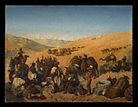 Halt of Caravans at the Wells of Saba (Beersheba) in the Desert South of Hebron, Charles de Coubertin  French, Oil on canvas