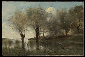 A Pond in Picardy, Camille Corot  French, Oil on canvas