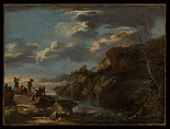 Bandits on a Rocky Coast, Salvator Rosa Italian, Oil on canvas