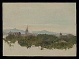 View of Aix-en-Provence, Jean Antoine Constantin, called Constantin d'Aix  French, Oil over graphite on paper, laid down on board