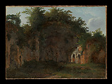 The Nymphaeum of Egeria, Valle della Caffarella, near Rome, French Painter French, Oil on paper, laid down on canvas