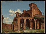 The Basilica of Constantine, Rome, Michael Neher German, Oil on paper, laid down on canvas