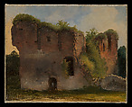 Study of Ruins, Said to Be the Palatine Hill, Rome, German Painter  German, Oil on paper, laid down on board