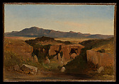 Landscape, Jules Coignet  French, Oil on paper, laid down on canvas