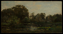 A River Landscape with Storks, Charles-François Daubigny French, Oil on wood
