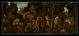 A Hunting Scene, Piero di Cosimo (Piero di Lorenzo di Piero d'Antonio)  Italian, Tempera and oil transferred to Masonite