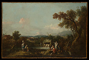 Landscape with Peasants at a Fountain, Francesco Zuccarelli  Italian, Oil on canvas