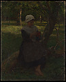 A Peasant Girl Knitting, Jules Breton French, Oil on canvas