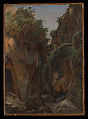 Ravine at Sorrento, Edouard Bertin French, Oil on paper mounted on board