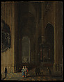 Interior of a Gothic Church at Night, Pieter Neeffs the Younger Flemish, Oil on wood