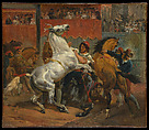 The Start of the Race of the Riderless Horses, Horace Vernet  French, Oil on canvas