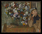 A Woman Seated beside a Vase of Flowers (Madame Paul Valpinçon?), Edgar Degas  French, Oil on canvas