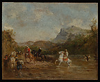 Arabs Crossing a Ford, Eugène Fromentin  French, Oil on wood