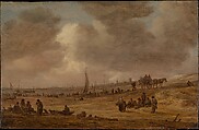 A Beach with Fishing Boats, Jan van Goyen  Dutch, Oil on wood