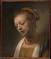 Young Woman with a Red Necklace, Rembrandt Dutch, Oil on wood