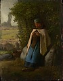 Shepherdess Seated on a Rock, Jean-François Millet  French, Oil on wood