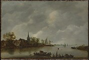 River View with a Village Church, Jan van Goyen  Dutch, Oil on canvas