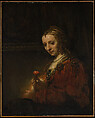 Woman with a Pink, Rembrandt (Rembrandt van Rijn) Dutch, Oil on canvas