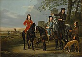 Equestrian Portrait of Cornelis (1639–1680) and Michiel Pompe van Meerdervoort (1638–1653) with Their Tutor and Coachman, Aelbert Cuyp Dutch, Oil on canvas