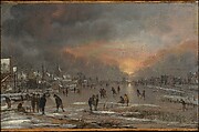 Sports on a Frozen River, Aert van der Neer  Dutch, Oil on wood