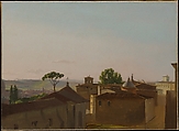 View on the Quirinal Hill, Rome, Simon Denis  Flemish, Oil on paper, laid down on canvas