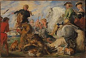 Copy after Rubens's "Wolf and Fox Hunt", Sir Edwin Henry Landseer British, Oil on wood