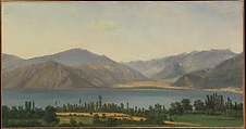 Lake Fucino and the Abruzzi Mountains, Joseph Bidauld French, Oil on paper, laid down on canvas