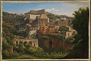 Castel Sant'Elmo from Chiaia, Naples, Alexandre Hyacinthe Dunouy French, Oil on paper, laid down on canvas
