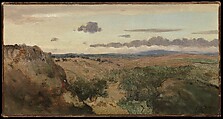 Mountainous Landscape, Camille Corot  French, Oil on paper, laid down on canvas