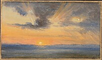 Sunset, Sorrento, Thomas Fearnley Norwegian, Oil on paper, laid down on card