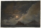 Ischia and the Bay of Naples by Moonlight, Pierre Henri de Valenciennes or Circle French, Oil on paper