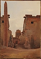 The Gate to the Temple of Luxor, Antoine-Xavier-Gabriel de Gazeau, comte de La Bouëre French, Oil on paper, laid down on canvas