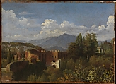 View of Porta Pinciana from the Gardens of the Villa Ludovisi, François Edouard Picot French, Oil on paper, laid down on canvas