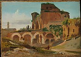 The Basilica of Constantine, Rome, Johann Adam Klein  German, Oil on paper, laid down on cardboard