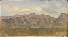View of Monte Sant'Angelo from the Villa Auriemma near Sorrento, August Lucas  German, Oil on paper, laid down on canvas