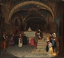 Pope Gregory XVI Visiting the Church of San Benedetto at Subiaco, Jean-François Montessuy French, Oil on canvas