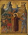 Christ Bearing the Cross, Nicolaos Tzafouris Greek, Oil and tempera on wood, gold ground