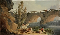 Bridge over a Cascade, Hubert Robert French, Oil on canvas