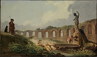 Aqueduct in Ruins, Hubert Robert French, Oil on canvas