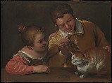 Two Children Teasing a Cat, Annibale Carracci (Italian, Bologna 1560–1609 Rome), Oil on canvas