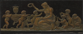 Nymph and Putti; Nymph with a Wreath and Putti with Garlands of Flowers, Piat Joseph Sauvage (Flemish, Tournai 1744–1818 Tournai), Oil on slate