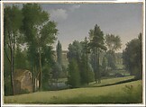 View in a Park, Alexandre Hyacinthe Dunouy French, Oil on paper, laid down on ledger paper