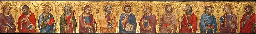 Christ and the Twelve Apostles, Taddeo di Bartolo Italian, Tempera on wood, gold ground