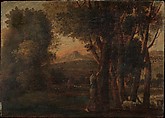 Landscape with Erminia, Agostino Tassi (Italian, Ponzano Romano ca. 1580–1644 Rome), Oil on wood